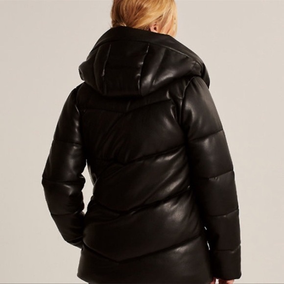 Abercrombie, vegan leather winter coat - Picture 3 of 11